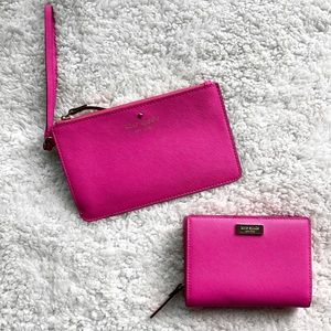 Kate Spade Cedar Street Slim Bee Pink Wristlet and Wallet Set